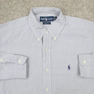 Ralph Lauren Shirt Mens Medium Black/Blue Blake Cotton Long Sleeve Button Down